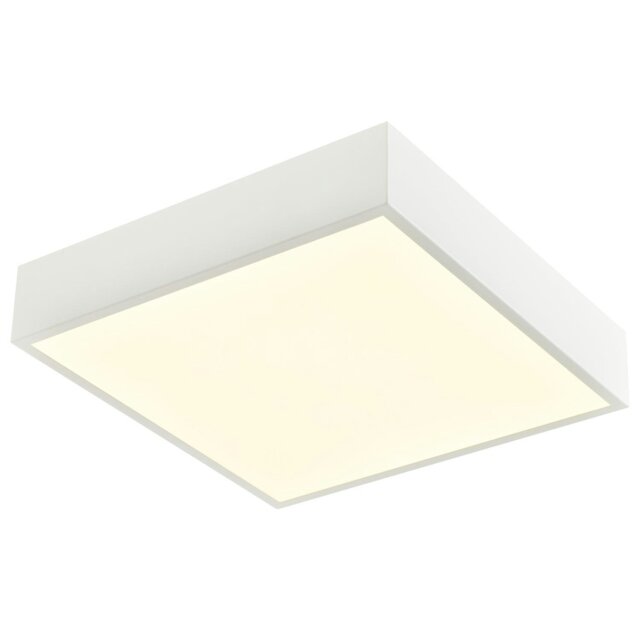 Rackhams Modern 25w Bright LED Flush Square Ceiling Light in Mat White with Opal Diffuser