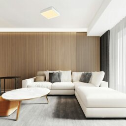 Rackhams Modern 25w Bright LED Flush Square Ceiling Light in Mat White with Opal Diffuser - thumbnail 5