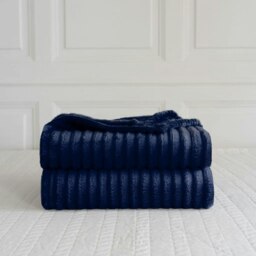 Rackhams Chunky Cord Navy Blanket/Throw - Navy - 150x200cm - thumbnail 3