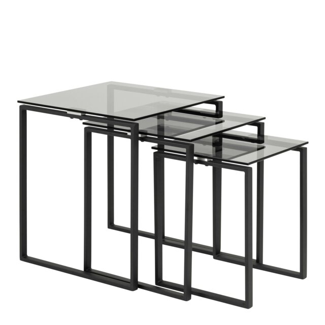 Rackhams Katrine Nest of Tables with Smoked Glass Top Set of 3 - 1 - image 1