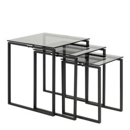 Rackhams Katrine Nest of Tables with Smoked Glass Top Set of 3 - 1 - thumbnail 1