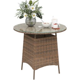 Rackhams Patio Furniture Rattan Garden Table with Umbrella Hole, Brown - Grey - PE Rattan - 80W x 80D x 74H cm - thumbnail 2