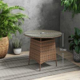 Rackhams Patio Furniture Rattan Garden Table with Umbrella Hole, Brown - Grey - PE Rattan - 80W x 80D x 74H cm - thumbnail 6