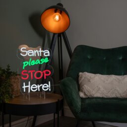 Rackhams 35cm Light up Santa Please Stop Here Neon Christmas Sign - thumbnail 2