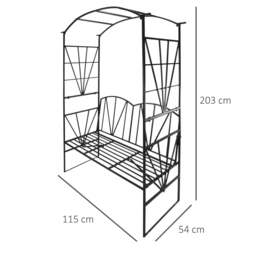 Rackhams Garden Bench, Metal Garden Loveseat with Arch for Climbing Plants - thumbnail 3