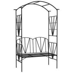 Rackhams Garden Bench, Metal Garden Loveseat with Arch for Climbing Plants - thumbnail 2
