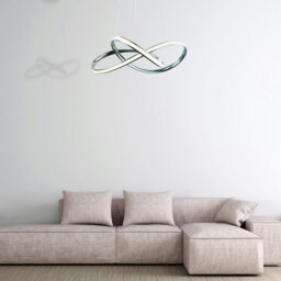 Rackhams Cappio Chrome LED Pendant Lamp 36W(130W) Stunning Designer Hanging Ceiling Light With Elegant Chrome Curves - thumbnail 5