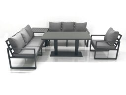 Rackhams Outdoor Garden Furniture Set Aluminium Lounge Sofa Adjustable Rising Lifting Dining Table Sets with Side Table Dark Grey - thumbnail 1