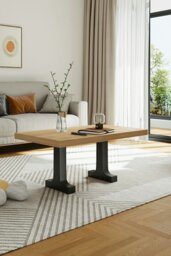 Rackhams 40cm/15.75 inch 2Pcs Black I-shaped Metal Table Legs Furniture Replacement Legs for Coffee Table - Black - thumbnail 3