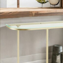 Rackhams Gold Metal Hallway Console Table With Tempered Glass Gold - thumbnail 4