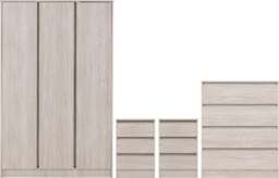 Rackhams Malvern 4 Piece Bedroom Set with 3 Door Triple Wardrobe - Urban Snow - thumbnail 1