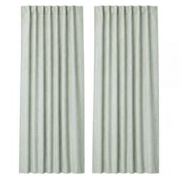 Rackhams 100% Blackout Curtains Thermal Linen Look Pair Ready Made 52x84 in Green