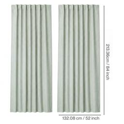 Rackhams 100% Blackout Curtains Thermal Linen Look Pair Ready Made 52x84 in Green - thumbnail 3