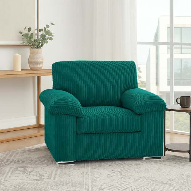 Rackhams Delta Full Jumbo Cord Single Seater Armchair - Teal