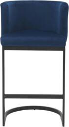 Rackhams Velino Velvet Kitchen Bar Stools, Matt Black Cantilever Frame, Seat With Backrest, Breakfast & Home Bar Stool - Blue - thumbnail 2