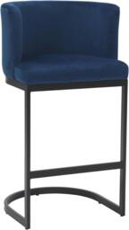 Rackhams Velino Velvet Kitchen Bar Stools, Matt Black Cantilever Frame, Seat With Backrest, Breakfast & Home Bar Stool - Blue - thumbnail 1