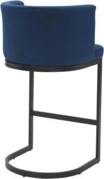 Rackhams Velino Velvet Kitchen Bar Stools, Matt Black Cantilever Frame, Seat With Backrest, Breakfast & Home Bar Stool - Blue - thumbnail 3