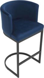 Rackhams Velino Velvet Kitchen Bar Stools, Matt Black Cantilever Frame, Seat With Backrest, Breakfast & Home Bar Stool - Blue - thumbnail 4