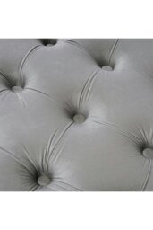 Rackhams Grey Buttoned Velvet Rectangular Ottoman Footstool with Gourd-shaped Legs - Grey - thumbnail 5