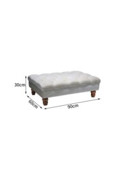 Rackhams Grey Buttoned Velvet Rectangular Ottoman Footstool with Gourd-shaped Legs - Grey - thumbnail 6