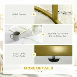 Rackhams Coffee Table Set of 2, Round Nest of Tables with Metal Frame, Modern Side Tables for Living Room, White - thumbnail 6