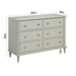 Rackhams Cromwell Large 6 Drawer Chest of Drawers with Bobbin Design - Pale Olive, Green - thumbnail 6