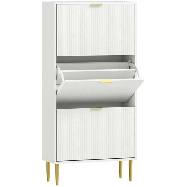 Rackhams Elegant Three-Drawer Shoe Cabinet - White