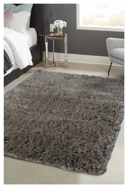 Rackhams Soft Washable Grey Shaggy Rug - SA-04 - 140X200 cm - image 1