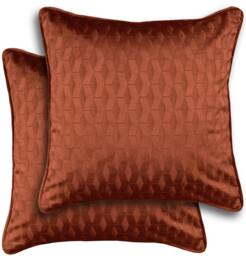 Rackhams Pair of Tokyo Geometric Double Sided Zip Opening Cushions - Cases Only - Orange - thumbnail 1