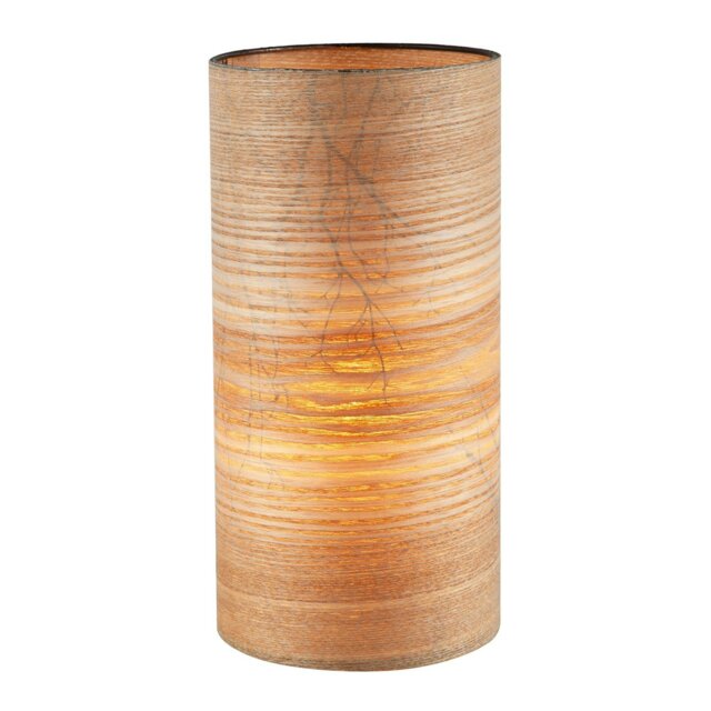 Rackhams Bamboo Wood Effect Table Lamp with Black Woodland Trees Inner Lining - image 1