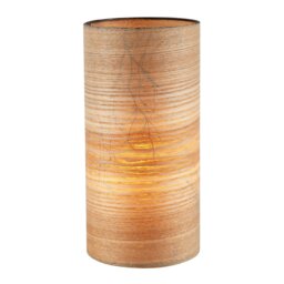 Rackhams Bamboo Wood Effect Table Lamp with Black Woodland Trees Inner Lining