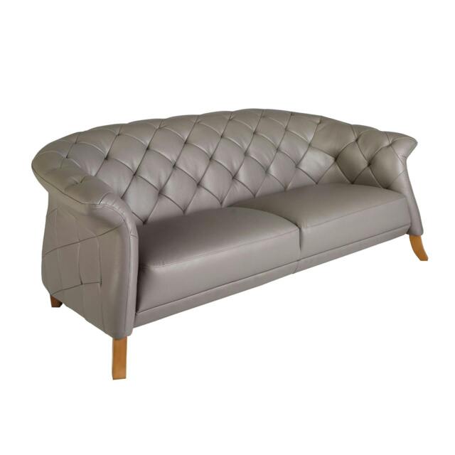 Rackhams Chester sofa in grey leather 6187/6188 - 207 x 104 x 82 - 2 - image 1