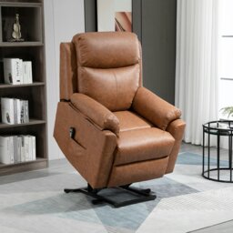 Rackhams Power Lift Chair Electric Riser Armchair with Remote Control - Brown - PU Leather - 83cm x 89cm x 102cm - thumbnail 2