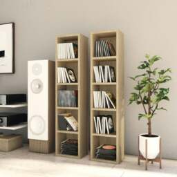 Rackhams CD Cabinets 2 pcs Sonoma Oak 21x16x93.5 cm Engineered Wood - Brown - Engineered wood