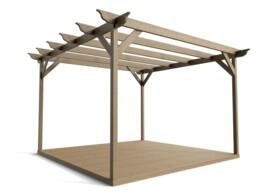 Rackhams Longhorn Wooden Pergola and Decking Kit - Natural (Light Green) - 4.8m x 4.8m - thumbnail 4