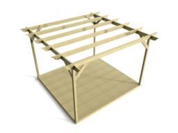 Rackhams Longhorn Wooden Pergola and Decking Kit - Natural (Light Green) - 4.8m x 4.8m - thumbnail 3
