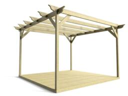 Rackhams Longhorn Wooden Pergola and Decking Kit - Natural (Light Green) - 4.8m x 4.8m - thumbnail 2