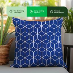Rackhams Pair of Outdoor Scatter Cushions – Blue Cube Design - thumbnail 4
