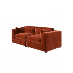 Rackhams Cantu Loveseat Sofa, Two Seater Sofa, Velvet - Orange - thumbnail 5