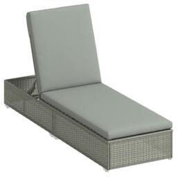 Rackhams Patio Rattan Chaise Lounge Garden Pool Wicker Sun Lounger Adjustable - 195 x 60 x 30 cm - 1 - Galvanised metal, PE rattan, polyester, cotton - thumbnail 2
