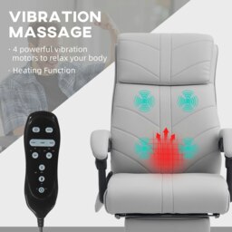 Rackhams PU Vibration Massage Office Chair with Heat, Footrest, Light Grey - Grey - thumbnail 4