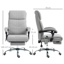 Rackhams PU Vibration Massage Office Chair with Heat, Footrest, Light Grey - Grey - thumbnail 6