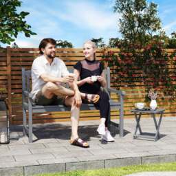 Rackhams 2-Seater Wooden Garden Bench Outdoor Patio Loveseat Natural - Grey - Poplar Wood - 123cmx61cmx89.5cm - thumbnail 1