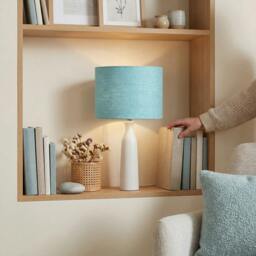 Rackhams Modern Bobbled and Textured Linen Lamp Shade in Light Duck Egg Blue - thumbnail 6