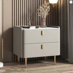 Rackhams Cunha Bedside Table - Light Grey - 50CM