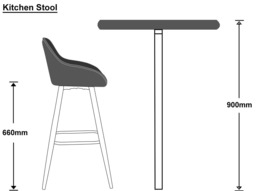 Rackhams Velluto Velvet Kitchen Bar Stool, Matt Black Fixed Height Legs With Footrest, Breakfast & Home Bar Stool - Black - thumbnail 3