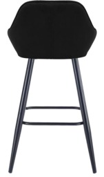 Rackhams Velluto Velvet Kitchen Bar Stool, Matt Black Fixed Height Legs With Footrest, Breakfast & Home Bar Stool - Black - thumbnail 4