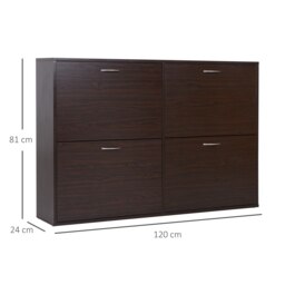Rackhams Wooden Shoes Cabinet Multi Flip Down Shelf Drawer Organizer - Dark Brown - thumbnail 6