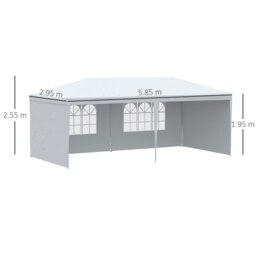 Rackhams 6m x 3m Garden Gazebo Marquee Canopy Party Tent Canopy Patio White - thumbnail 5