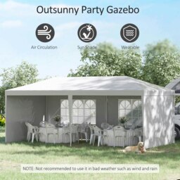 Rackhams 6m x 3m Garden Gazebo Marquee Canopy Party Tent Canopy Patio White - thumbnail 3